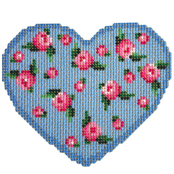 NTG TS909 - Scattered Rose Heart 3" x 3.5"  18 Mesh Two Sisters Designs