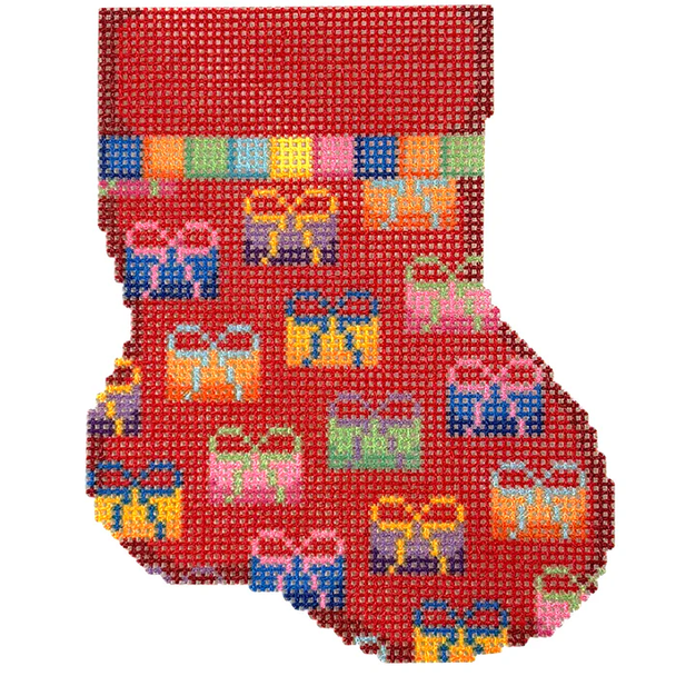 NTG TS866 - Presents Repeat Mini Sock 4.25" x 3.5" 18 Mesh Two Sisters Designs