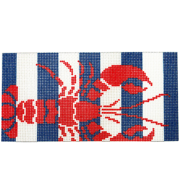 NTG TS918 - Lobster Stencil on Stripes Insert 6" x 3"  18 Mesh Two Sisters Designs