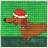 400 series:  T-429G Dashchund Santa Hat 4 x 4 18 Mesh Tango & Chocolate Tatutina/Georgia Florena Shaban