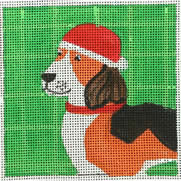 400 series:  T-429M Beagle Santa Hat 4 x 4 18 Mesh Tango & Chocolate Tatutina/Georgia Florena Shaban