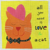 400 series:  433 All you need is love and a cat - yellow7 1/2 x 7 1/2  18 Mesh Tango & Chocolate Tatutina/Georgia Florena Shaban