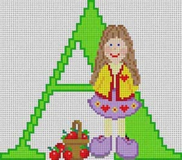 X-126  Letter A Little Girl Alphabet 13 Mesh 71⁄4" x 61⁄2" Treglown Designs