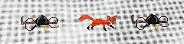 B532 Fox Hunting Belt  1.5” x 38“ 18 Mesh Kristine Kingston Needlepoint Designs