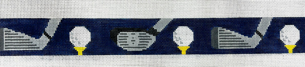 B534 Putters and Drivers Belt  1.5” x 38“ 18 Mesh Kristine Kingston Needlepoint Designs