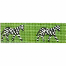 B546D Zebra Belt on Green 1.5” x 38“ 18 Mesh Kristine Kingston Needlepoint Designs