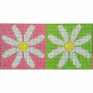 B547D Daisy Pink and Green Purse Strap 2.5” x 38“ 18 Mesh Kristine Kingston Needlepoint Designs