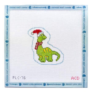 CHRISTMAS BRONTOSAURUS 3.5" x 3.2" 18 Mesh AC Designs