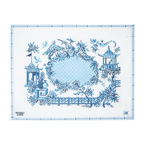 CHINOISERIE TOILE - BLUE ON WHITE  11" x 16" 13 Mesh AMANDA KEEP