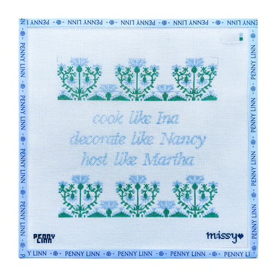 BLOCK PRINT NANCY INA MARTHA SIGN 8" x 8" 13 Mesh CLASSICALLY MISSY