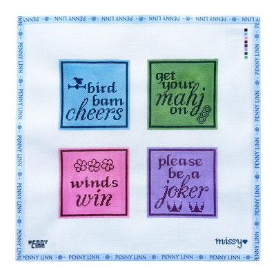 MAHJ COASTERS SET 10" x 10"  18 Mesh CLASSICALLY MISSY
