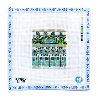 CAFE DE FLORE PARIS 4" x 3.7" 18 Mesh EVELYN HENSON