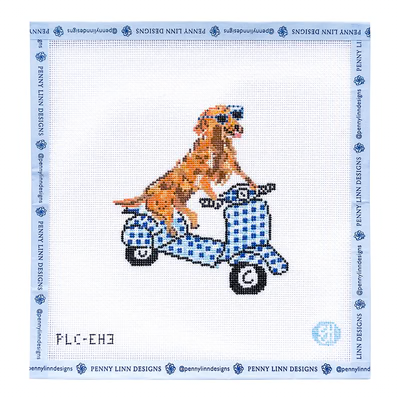 VESPA ANIMALS - BLUE GINGHAM GOLDEN 5" x 5" 18  Mesh EVELYN HENSON
