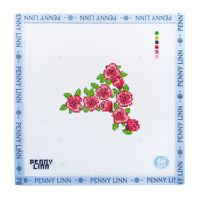 STATE FLOWERS - NEW YORK  4" x 4 18 Mesh EVELYN HENSON