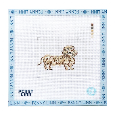 LONG HAIRED DACHSHUND 3" x 3" 18 Mesh EVELYN HENSON