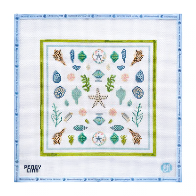 SEA SHELLS 10" x 10" 13 Mesh EVELYN HENSON