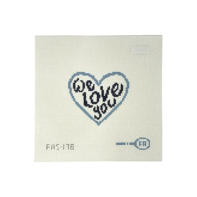 I LOVE YOU HEART - BLUES 3.4" x 3.9" 13 Mesh FRANCES ABEL STUDIO