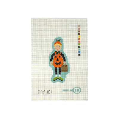TRICK OR TREATERS - BOY TODDLER PUMPKIN  5.4" x 2.4" 13 Mesh FRANCES ABEL STUDIO