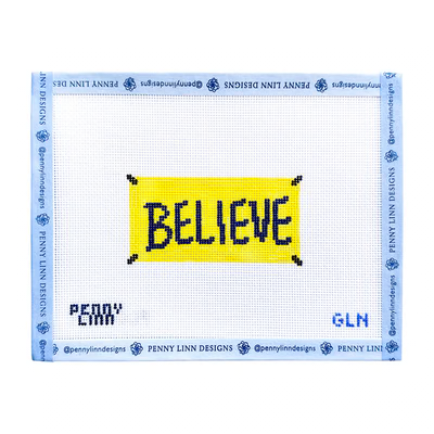BELIEVE  1.94" x 3.67" 18 Mesh GRANDIN LANE NEEDLEPOINT