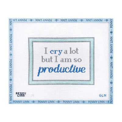 I CRY ALOT - BLUE 5" x 7" 18 Mesh GRANDIN LANE NEEDLEPOINT