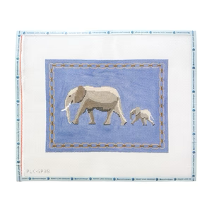 EDWINA & ELLE ELEPHANTS IN BLUE 9" x 12" 13 Mesh GRANT POINT DESIGNS