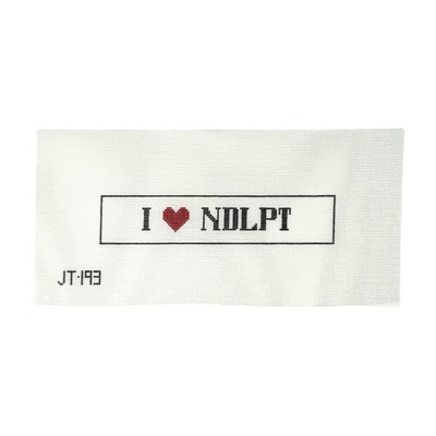 JT193 I LOVE NDLPT KEYFOB 1.5" x 7.5" 18 Mesh JUDY TASCH NEEDLEPOINT