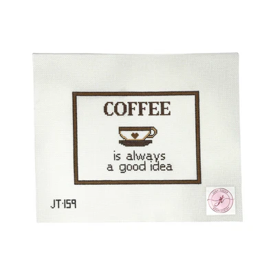 JT159 COFFEE/GOOD IDEA  5" x 7" 18 Mesh JUDY TASCH NEEDLEPOINT