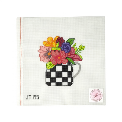 JT195 MUG WITH FLOWERS 5.5" x 5.25" 18 Mesh JUDY TASCH NEEDLEPOINT
