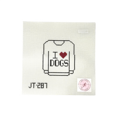JT287 I LOVE DOGS SWEATER 4.5" x 4" 13 Mesh JUDY TASCH NEEDLEPOINT