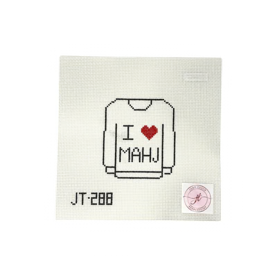 JT288 I LOVE MAHJ SWEATER 4.5" x 4" 13 Mesh JUDY TASCH NEEDLEPOINT