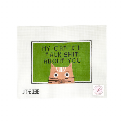 JT203B MY CAT & I 6.5" x 9" 13 Mesh JUDY TASCH NEEDLEPOINT