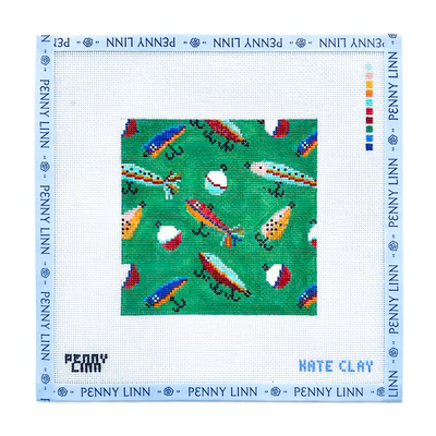 FISHING LURES 5" x 5" 18 Mesh KATE CLAY ILLUSTRATION