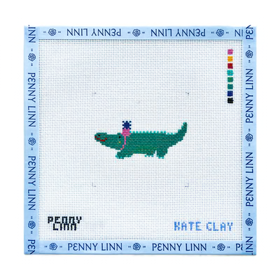 PARTY ANIMAL - ALLIGATOR 3" x 3" 18 Mesh KATE CLAY ILLUSTRATION