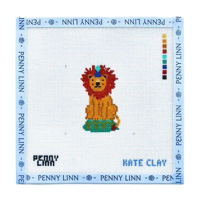 PARTY ANIMAL - LION 3" x 3" 18 Mesh KATE CLAY ILLUSTRATION