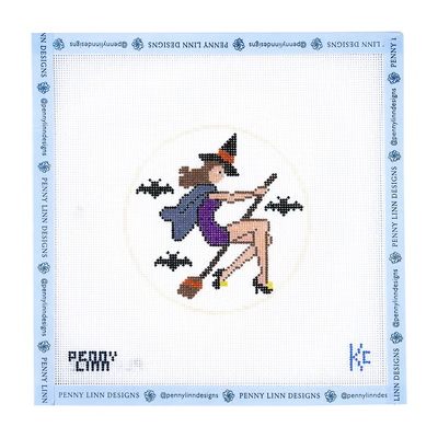 VINTAGE HALLOWEEN: VINTAGE WITCH 4" x 4" 18 Mesh KYRA COTTER DESIGN