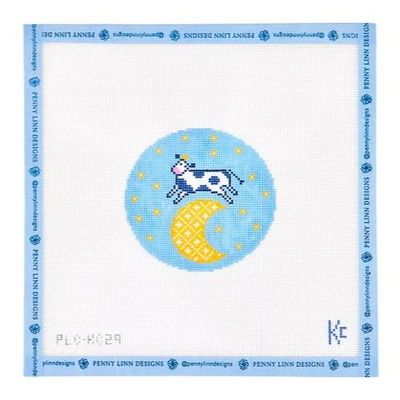 COW AND MOON 3.75" x 3.75" 18 Mesh KYRA COTTER DESIGN