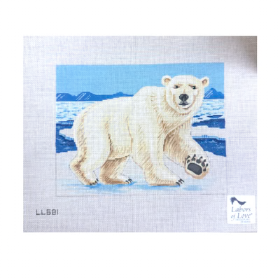LL681 POLAR BEAR WALKING 7" x 9" 18 Mesh Labors Of Love