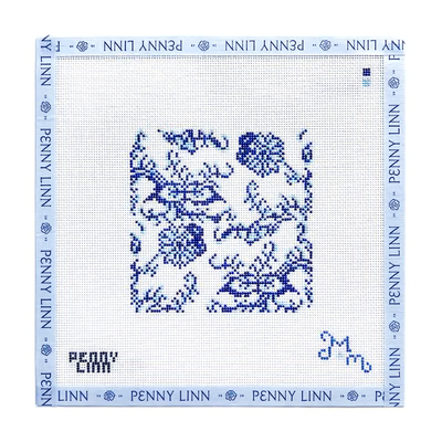BLUE AND WHITE FLORAL - SQUARE 4" x 4" 18 Mesh MARIE & MAXWELL