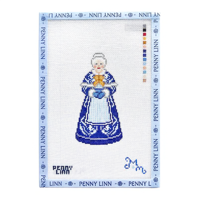 CHINOISERIE MRS. CLAUS - BLUE 5" x 5" 18 Mesh MARIE & MAXWELL