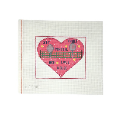 TENNIS HEART 5.5" x 6.5" 13 Mesh MIMI IN STITCHES