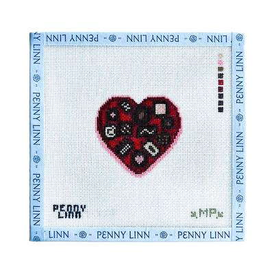 VALENTINE'S CHOCOLATE BOX 2.7" x 2.8" 18 Mesh MP STITCHERY