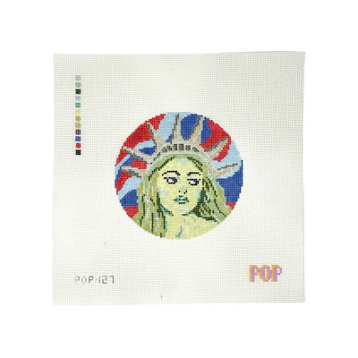 POP-127 LADY LIBERTY 4.22" round 18 Mesh POP NEEDLE ARTS