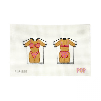 POP-229 BIKINI SHIRT - PINK 3.06" x 6.33"  13 Mesh POP NEEDLE ARTS