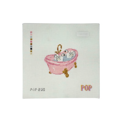 POP-200 18M - SWANS IN BATH 3.11" x 3.22" 18 Mesh POP NEEDLE ARTS