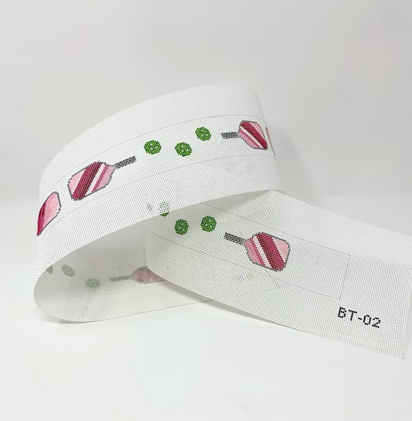 BT-02 Pickleball Belt - Pink Paddles 36w x 1.5h 18 Mesh LAUREN BLOCH DESIGNS