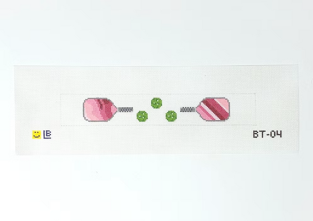 BT-04 Pickleball Key Fob - Pink Paddles 9w x 1.5h 18 Mesh LAUREN BLOCH DESIGNS