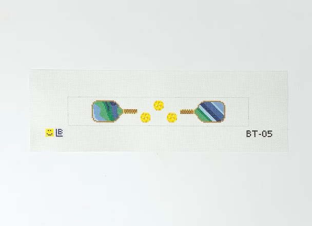 BT-05 Pickleball Key Fob - Blue/Green Paddles 9w x 1.5h 18 Mesh LAUREN BLOCH DESIGNS