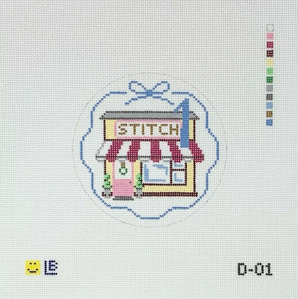 D-01 1 - Needlepoint Shop 4" Round 18 Mesh LAUREN BLOCH DESIGNS