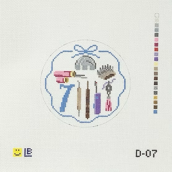 D-07 7 - Needlepoint Necessities 4" Round 18 Mesh LAUREN BLOCH DESIGNS