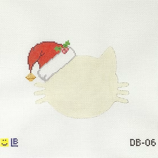 DB-06 Cat Silhoutte, Santa Hat 5w x 3.75h 18 Mesh (space for personalization) LAUREN BLOCH DESIGNS